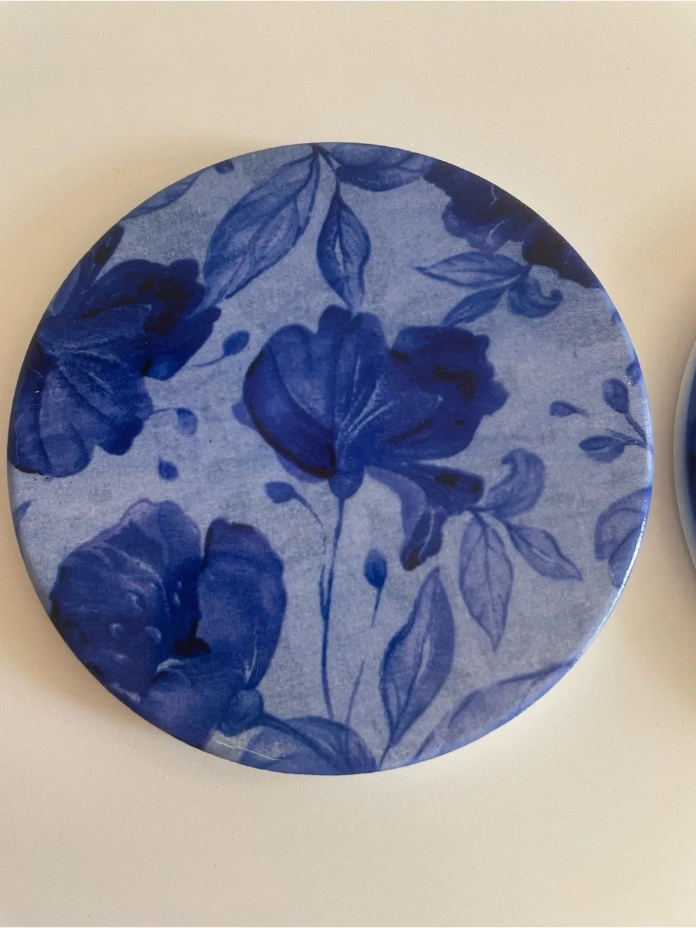 Blue Floral Round Coasters - Picture 3 of 7